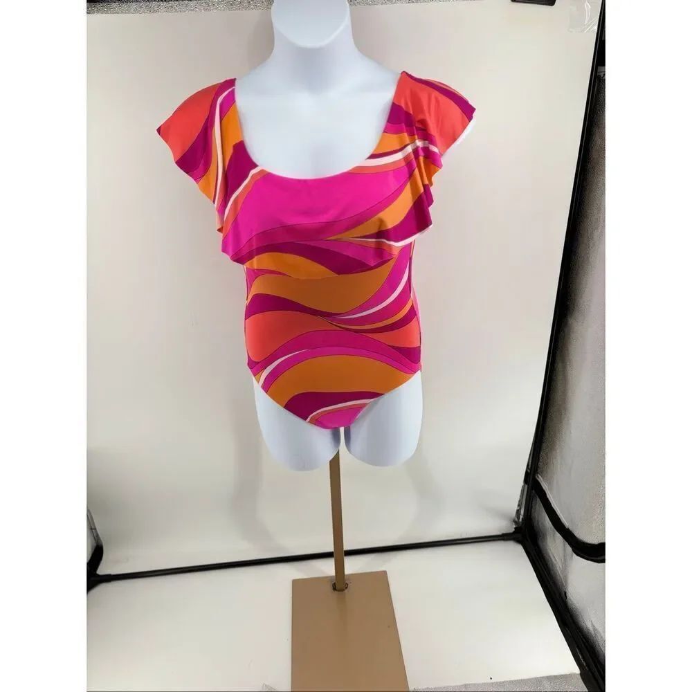 Trina Turk Vivid Vista Off Shoulder Bandeau One Piece Swimsuit